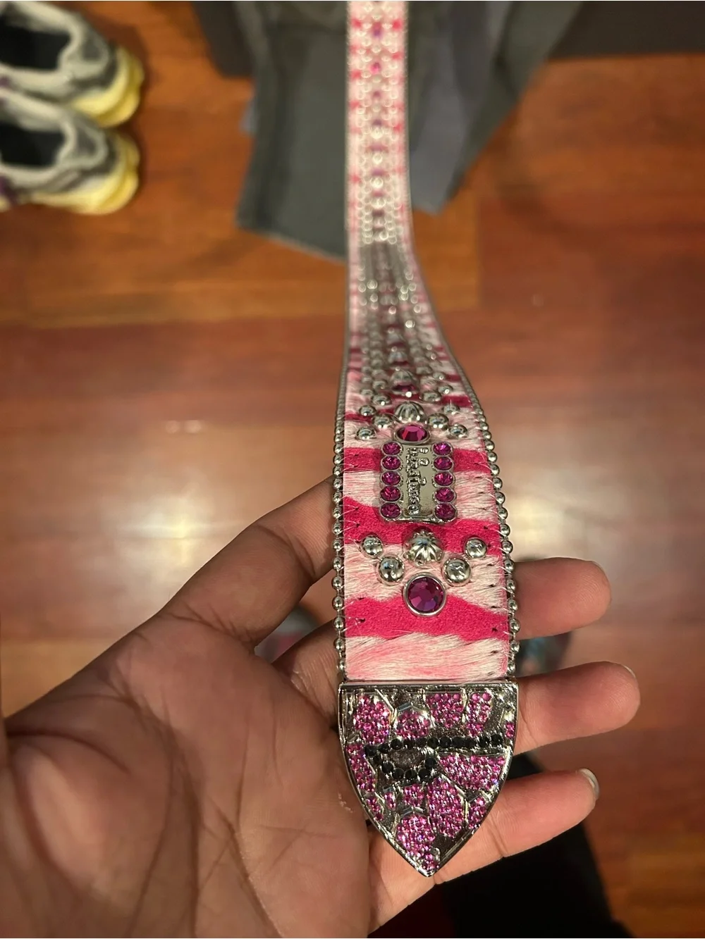 B.b Simon belt collaboration pink tiger strip mohair